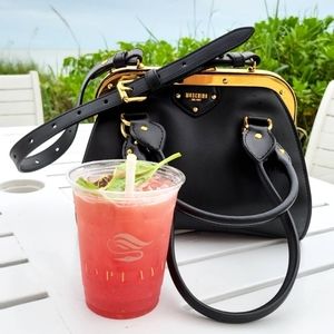 Moschino Elegant Black and Gold Shoulder Bag